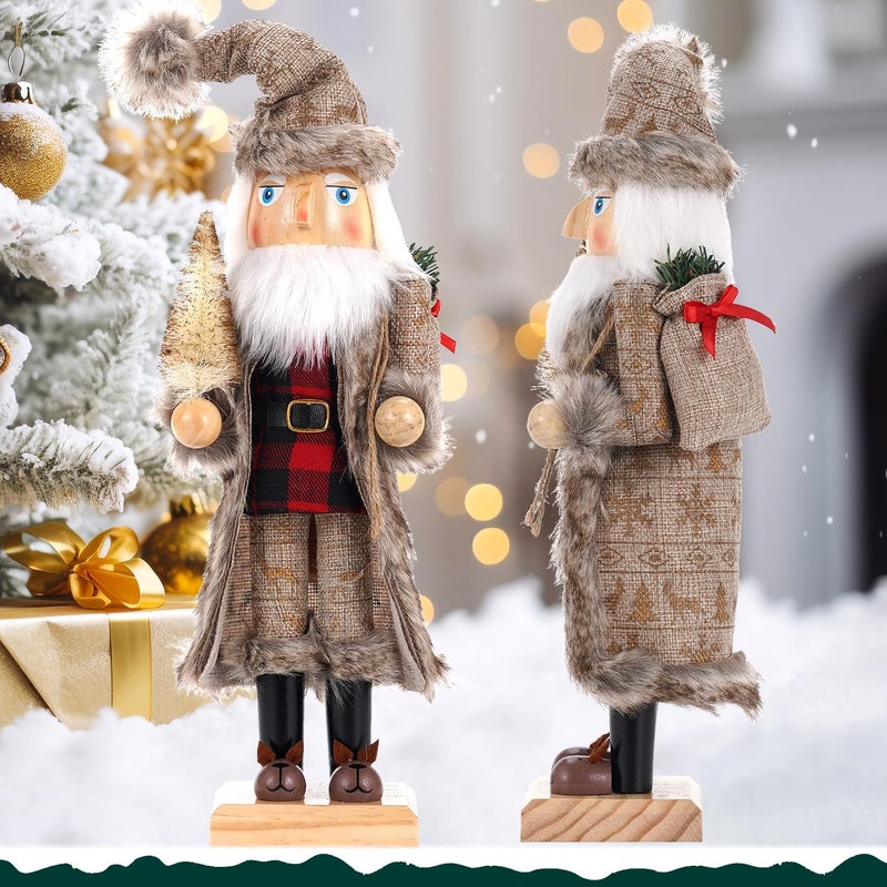 BXO Store Christmas Decorations Nutcracker Ornament,15 Inch Wooden Xmas Traditional Nutcracker,Festive Collectible Nutcracker Figures Party Tabletop Thanksgiving Decor(Santa Claus) - Image 5